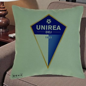 Perna Personalizata Unirea Dej 1921 Fotbal, 40x40 cm, Verde, Husa Detasabila, Perna Inclusa, BEKZ®