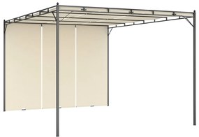 vidaXL Pavilion de grădină cu perdea laterală, crem, 4 x 3 x 2,25 m