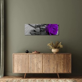 Tablou - Trandafir violet cu tulpina verde (cu ceas) (90x30 cm)