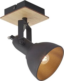Spot industrial negru cu lemn rotativ și înclinabil - Jakub