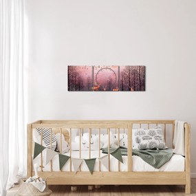 Tablou - Căprioare în strălucirea apusului de soare (cu ceas) (90x30 cm)