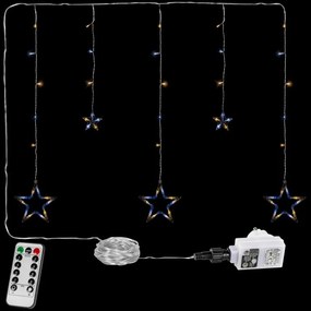 Perdea de Crăciun - 5 stele, 61 LED, alb cald/rece+controler