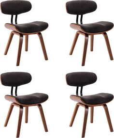 vidaXL Scaune de bucătărie, 4 buc, gri, lemn curbat și material textil