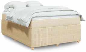 vidaXL Pat box spring cu saltea, crem, 140x200 cm, textil