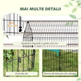 PawHut Cușcă pentru Iepuri și Găini de Exterior și Interior cu Protecție Solară și Grilaj Metalic, Coteț Recint pentru Animale Mici, Găini, 185x75x75 cm, Verde | Aosom Romania