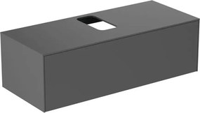 Dulap baza suspendat Ideal Standard Atelier Conca antracit mat 1 sertar si blat cu decupaj central 120 cm