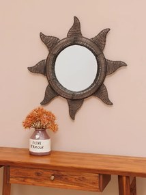 Oglinda de perete, din sarma impletita, forma de soare, Sun