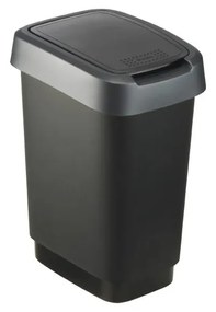 Coș de gunoi din plastic reciclat, argintiu-negru 10 l Twist - Rotho