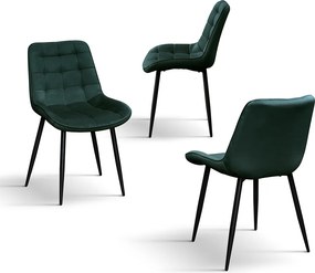 SET 4 Scaune Ernest catifea, structura metalica - STANDARD - 4 BUCATI - VERDE