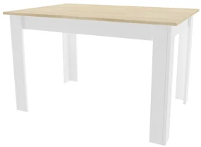 Masa de sufragerie alba cu blat in decor stejar sonoma, MADO 120x80