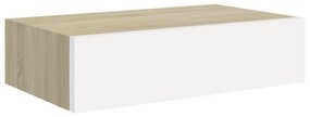 330249 vidaXL Dulap de perete cu sertar, alb și stejar, 40x23,5x10 cm, MDF