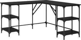 vidaXL Birou Stejar Negru 139 x 139 x 75 cm Lemn compozit