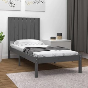 3104375 vidaXL Cadru de pat mic single, gri, 75x190 cm, lemn masiv