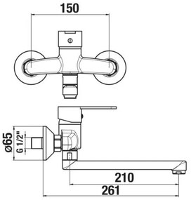 Baterie de lavoar JIKA H3111Z70042301 LYRA 15x26,1 cm crom lucios