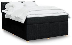 3289760 vidaXL Pat box spring cu saltea, negru, 140x190 cm, textil