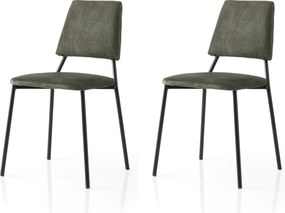 Set 2 scaune LIMA 4553 V2, gri inchis/negru, stofa catifelata/metal, 4