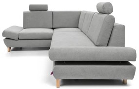 Colțar extensibil AVESTA tapițat, cu spațiu de depozitare, L, stânga, gri