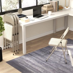 HOMCOM Lot de 4 scaune pliante scaune de sufragerie portabile cadru din oțel dim. 45l x 46A x 78Î cm bej | Aosom Romania