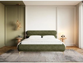 Pat matrimonial 140 cm Rirri 140B (cu somieră) (măslin + auriu). 1099850