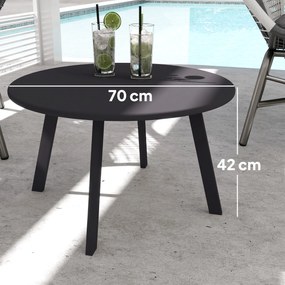 Outsunny Măsuță de Grădină Rotundă în Stil Industrial cu Picioare Antiderapante, Ø70x42 cm, Negru | Aosom Romania