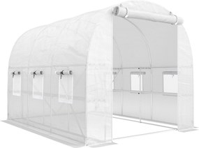 Outsunny Seră aprox. 2,7 x 2 x 2 m cu rafturi, ușă rulabilă cu fermoar, 6 ferestre cu plasă, tije de susținere | Aosom Romania