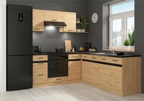 Set bucatarie JUNONA LINE, stejar, PAL, 200x220 cm, stanga, cu blat ne