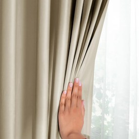 Draperie maro/bej dimout (semi-opacă) din catifea 140x245 cm Pleat – Restilo