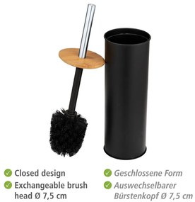 Perie de WC neagră din oțel Tortona – Wenko