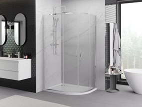 Mexen Exo cabină de duș semicirculară asimetrică glisantă 100 x 80 cm, transparent, crom - 8132-100-080-01-00