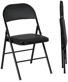 HOMCOM Lot de 2 scaune pliante scaune de dining portabile cadru din oțel dim. 45l x 46P x 78H cm negru | Aosom Romania