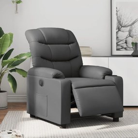 vidaXL Fotoliu rabatabil electric, gri, piele ecologică