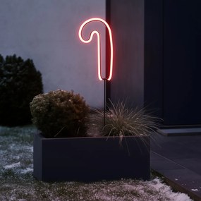 Lumină neon de Crăciun roșie în formă de acadea, cu LED și timer IP44 - Fura