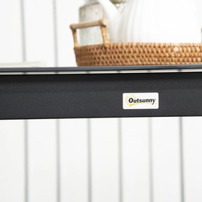 Outsunny Masă de grădină pătrată pentru 4 persoane cu blat din sticlă securizată și cadru din aluminiu 80 x 80 x 74 cm negru | Aosom Romania