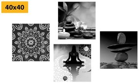 Set tablouri armonie Feng Shui în design alb-negru