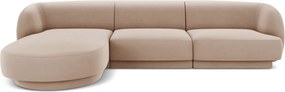 Coltar stanga 4 locuri, Miley, Micadoni Home, BL, 259x155x74 cm, catifea, cappuccino