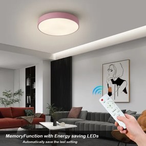 Brilagi – Plafonieră LED dimabilă POOL, 36 W, 230 V, temperatură de culoare reglabilă 3000–6000 K, Ø 30 cm, roz, cu telecomandă