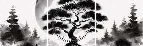 Tablou – Bonsai alb-negru (cu ceas) (90x30 cm)