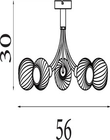Lustra aplicata metal negru, sticla opal Nova 5L