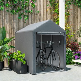 Outsunny Magazie pentru Scule cu Protecție UV și Intrare cu Fermoar, Cort de Garaj, 120x179x165 cm, Gri Închis | Aosom Romania