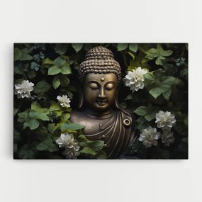Tablou Canvas, 40x60cm, Dormitor si Living, Moderne, Buddha, White Flowers Buddha