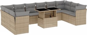 vidaXL Set canapele de grădină cu perne, 11 piese, bej, poliratan