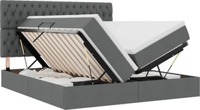 vidaXL Pat cu storage Gri închis 200 x 200 cm Piele artificială