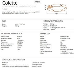 Lustra LED aplicata design ultra-modern 80cm Colette auriu roze