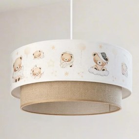 Brilagi - Lustră LED pentru copii pe cablu BOBO, 1x E27/60W/230V, Ø 40 cm, alb/bej/ursuleț