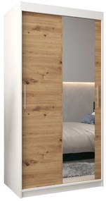 Dulap de haine 100 cm Toki 2 (alb mat + stejar artisan). 1064959