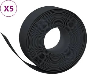 vidaXL Borduri de grădină, 5 buc, negru, 10 m 20 cm, polietilenă