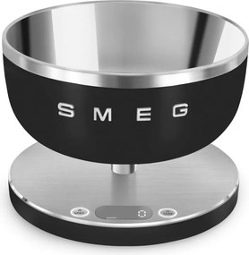 Cantar de bucatarie Smeg Collezione KSC01BLMWW, Pana la 5 kg/5 l, Functie TARA, Afisaj LED, Baza antiderapanta, Baterie reincarcabila, Negru mat