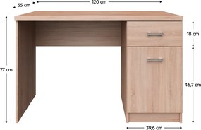 Birou PC 1D1S/120, stejar Sonoma, TOPTY TIP 36
