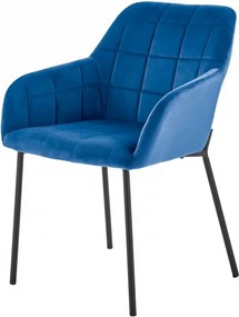 Scaun K305, albastru/negru, stofa catifelata/metal, 58X57X80 cm