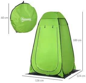 Cort de Dus Outsunny pentru Exterior cu Usa cu Fermoar, Geanta pentru Transport, 126x124x189cm, Verde | Aosom Romania